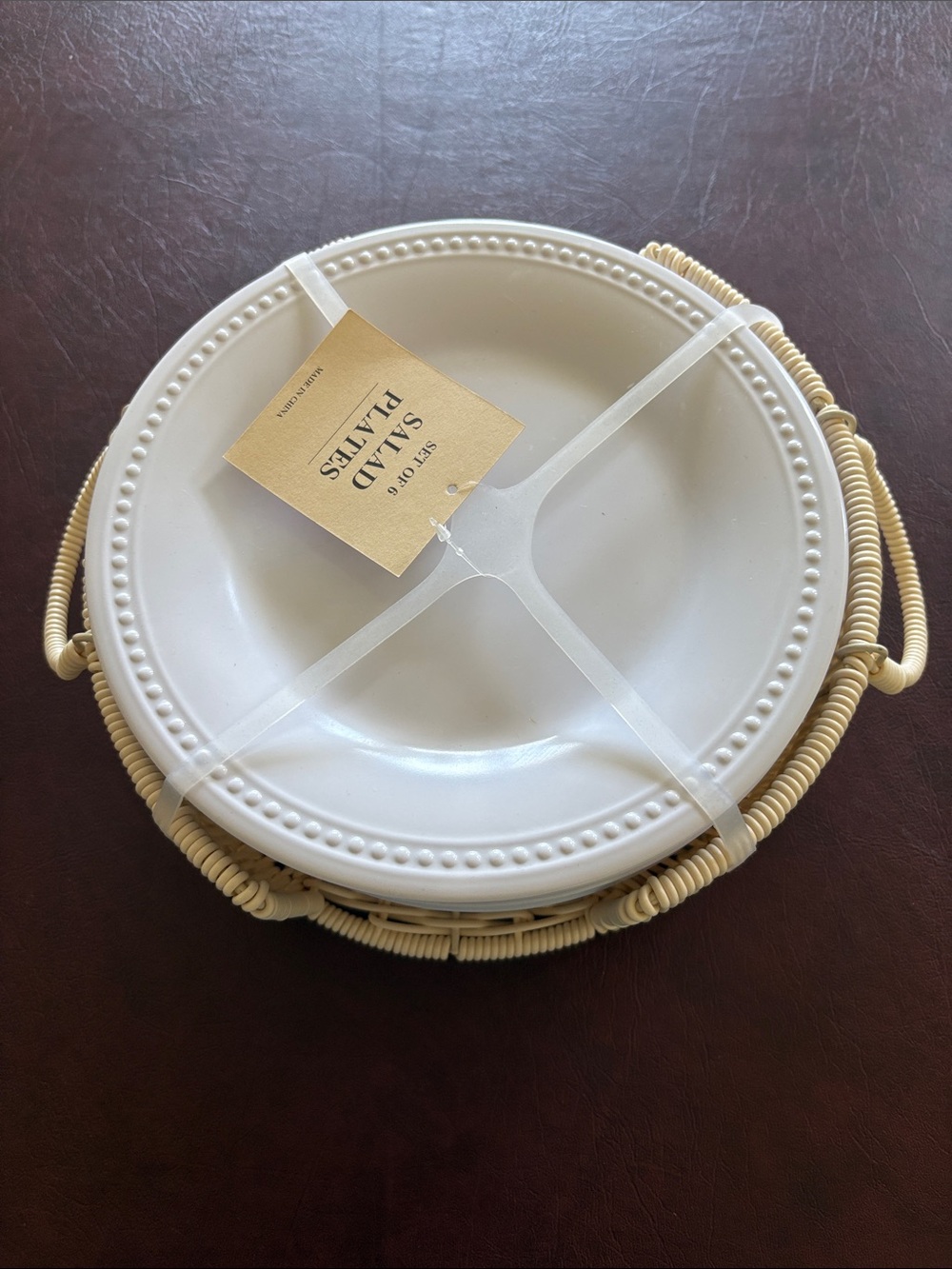 Cream Beaded Rim Salad Plates - Set of 6